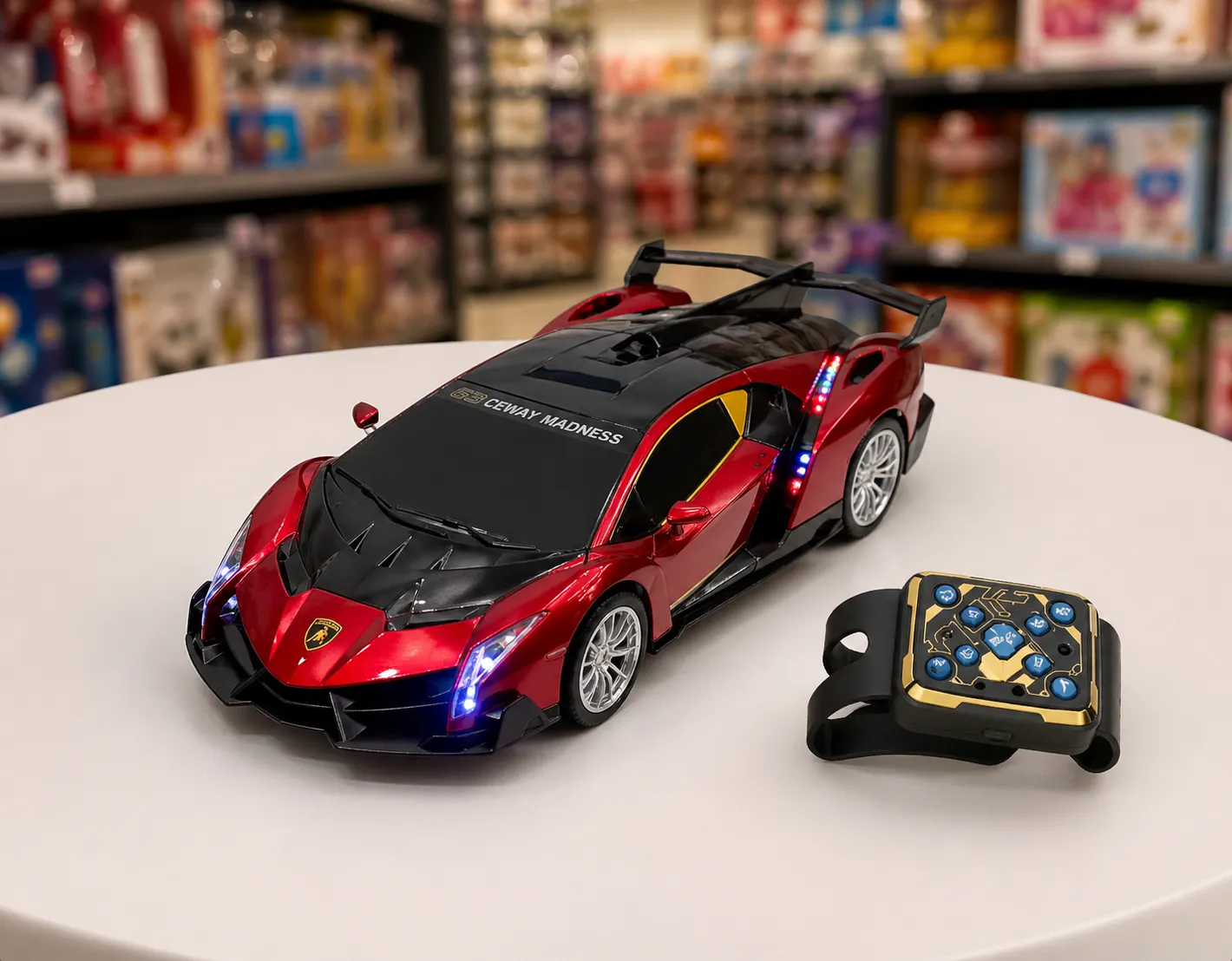 Red RC Sports Car with Wristband Remote
