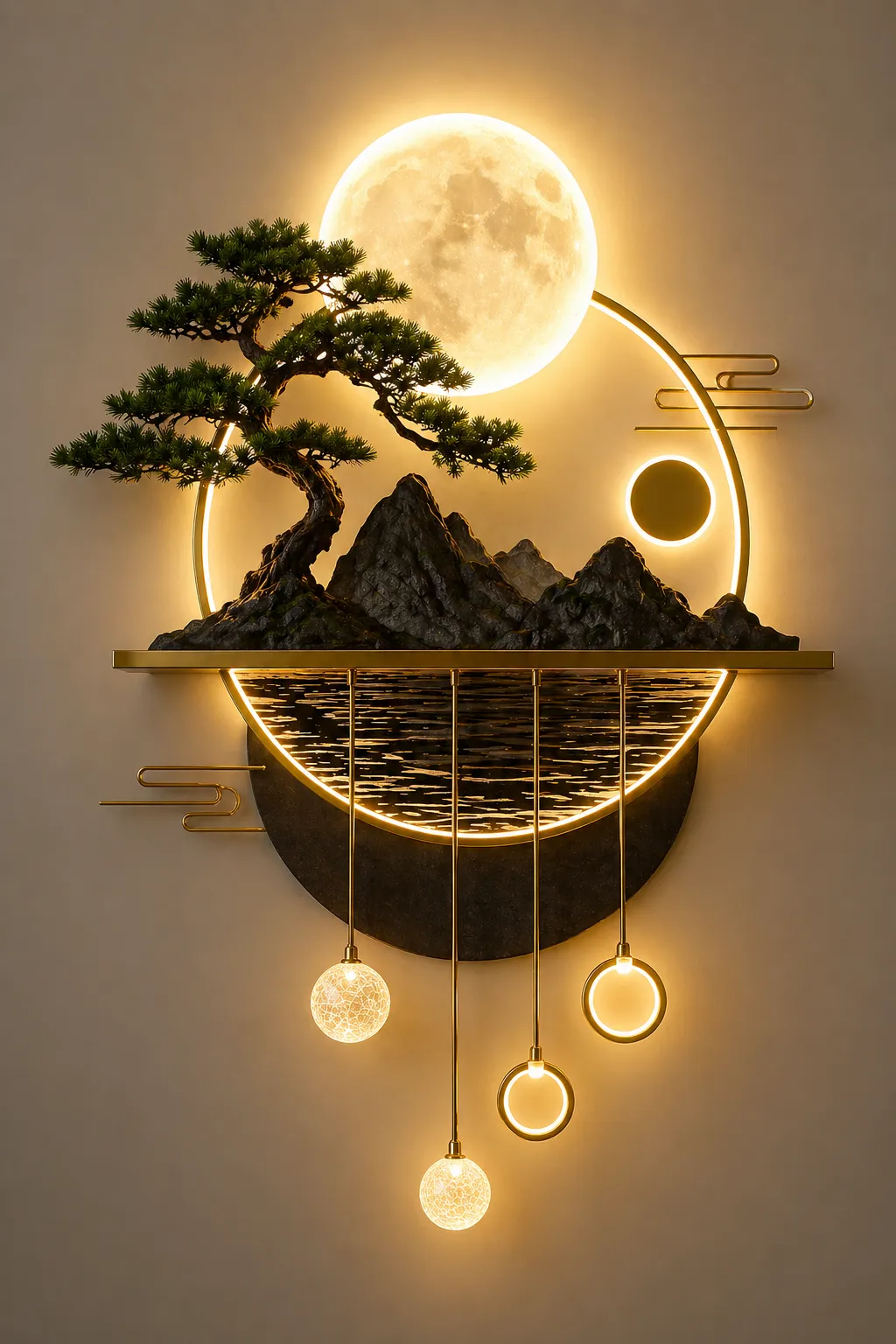 Zen Bonsai Moon LED Wall Decor